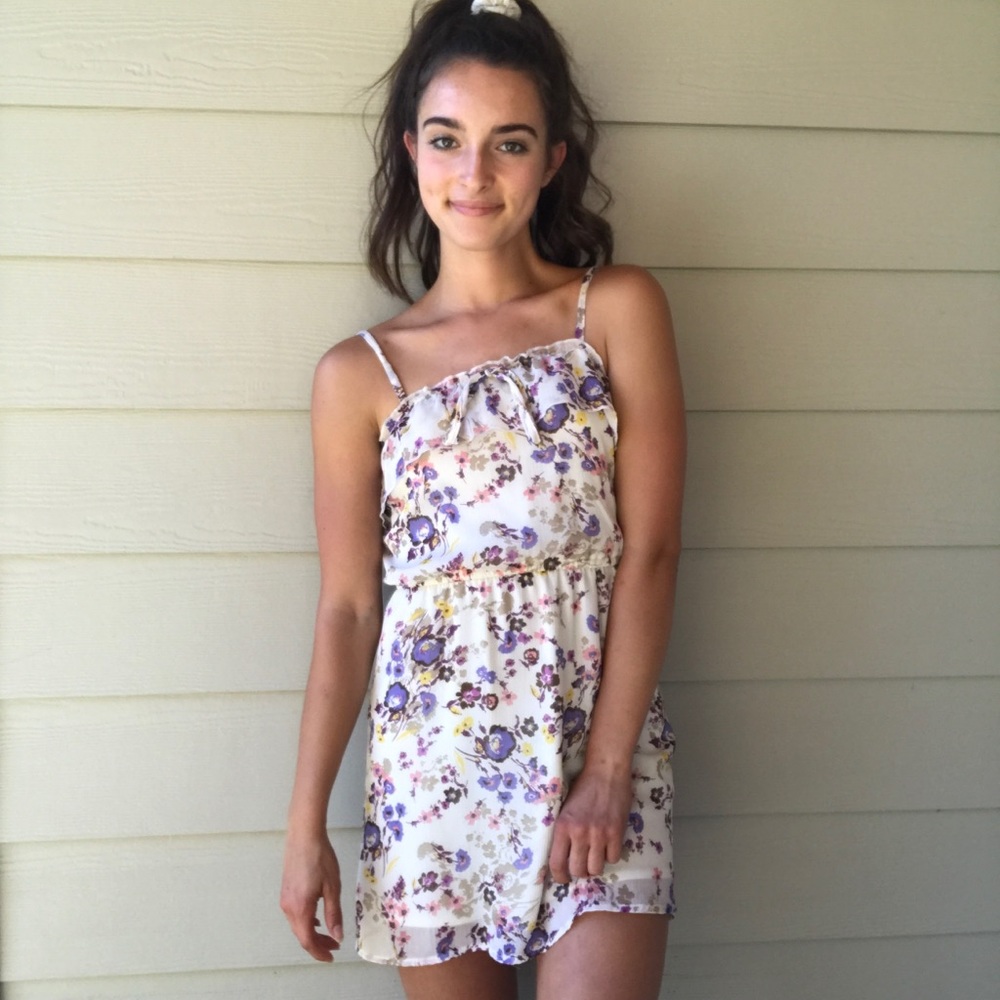Flirty floral silky spaghetti strap dress
